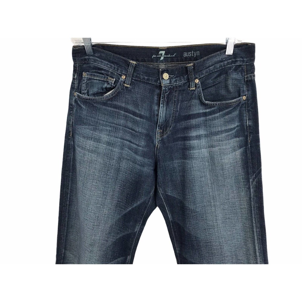 7 For All Mankind Men's Size 34 Austyn Blue Jeans - Picture 2 of 7